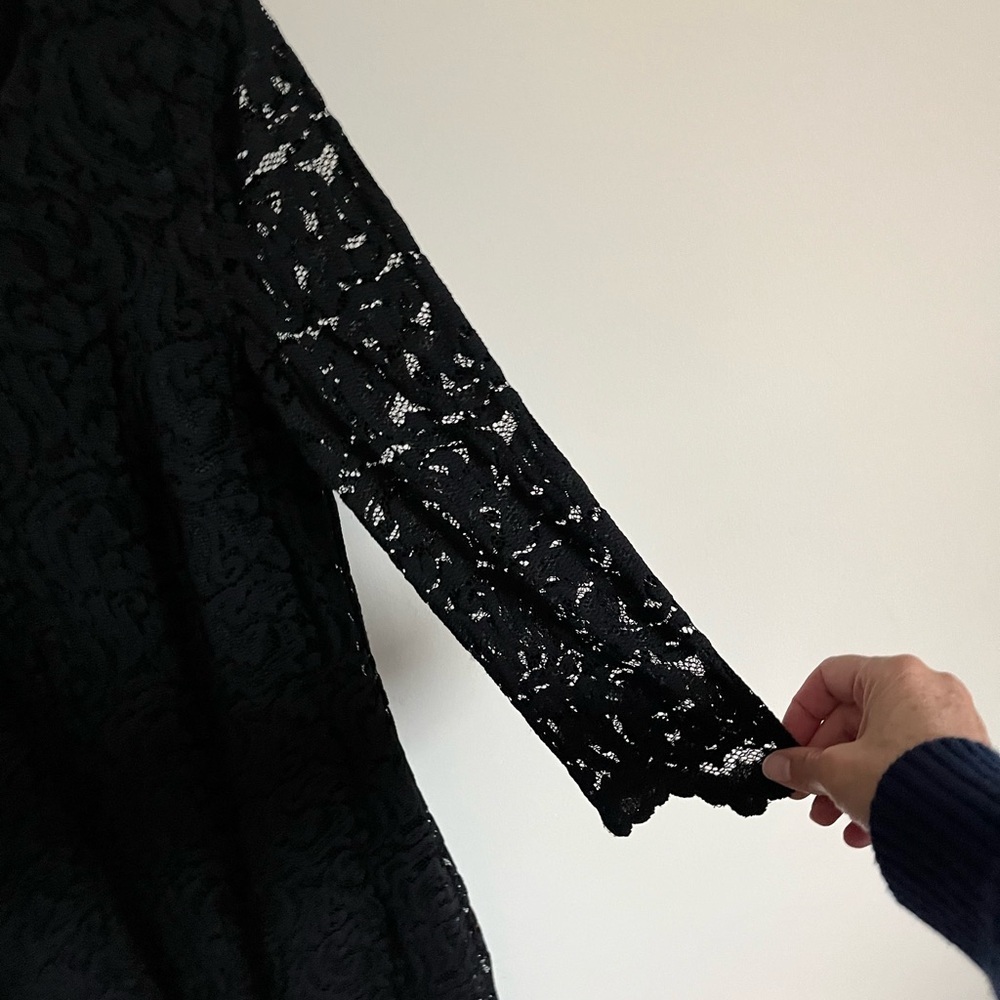 Garnet Hill Black Lace 3/4 Sleeve Classic Sheath Dress Women’s Size 6 EUC - Picture 4 of 16